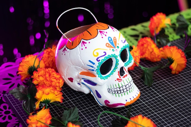 Candy bucket of skull for the day of the dead