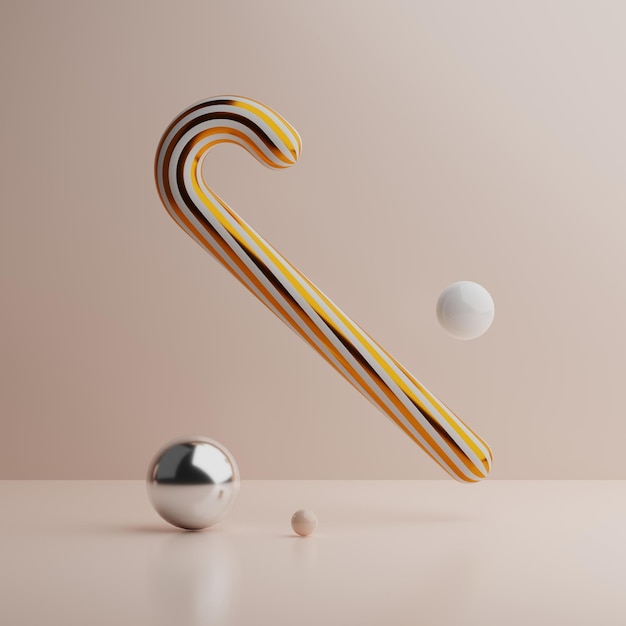 Candy cane geïsoleerd op roze achtergrond 3D-weergave van minimaal productweergavepodium voor mock-up