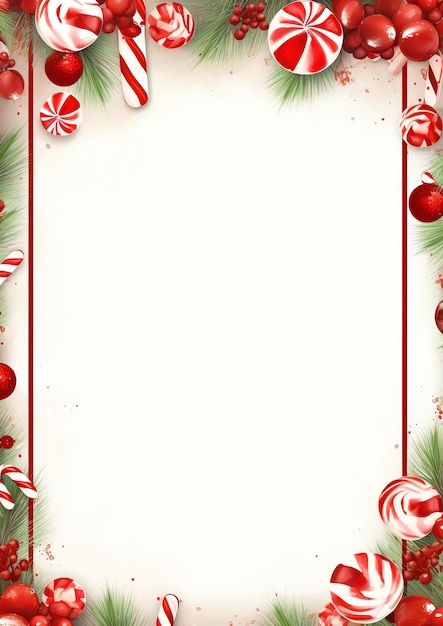 Candy Cane Lane watercolor winter border