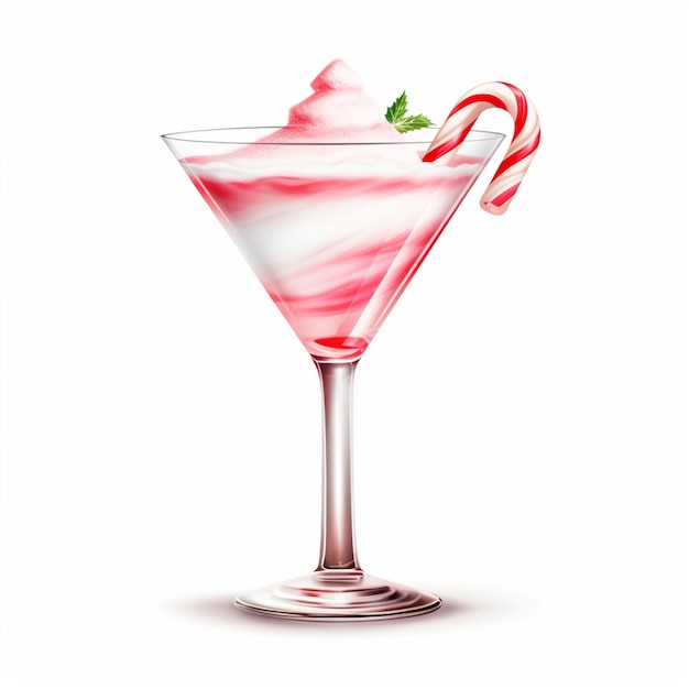 Candy Cane Martini Realistic Shadowless Original 4K on white background