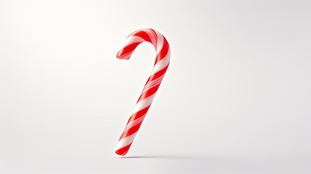 A candy cane on a minimalist white backdrop in macro detail AI generated illustration