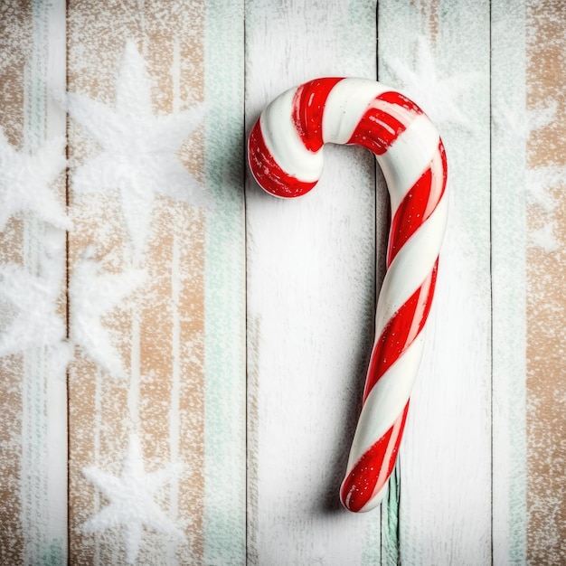 Candy Cane op houten tafel Generatieve AI