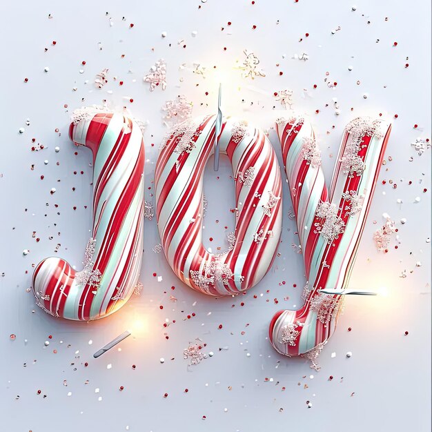 Photo a candy cane in the shape of the word joy