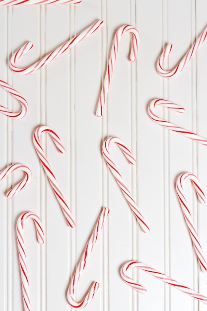 Candy canes on a white background.