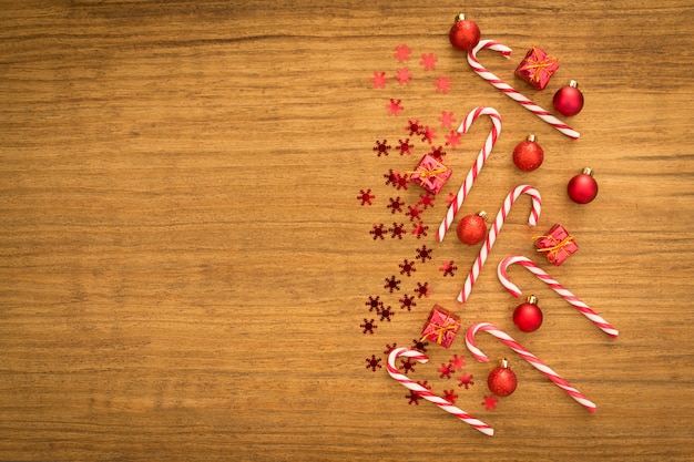 Candy canes with Christmas balls 