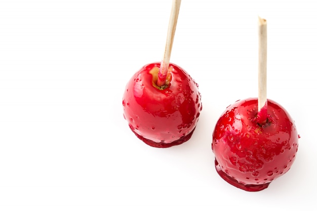 Candy Christmas apples isolated on white