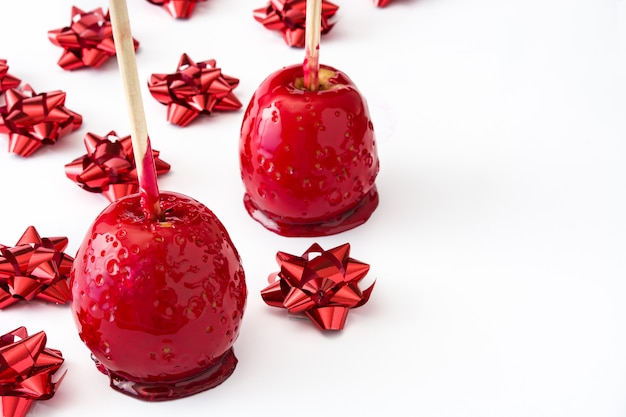 Candy Christmas apples isolated on white 