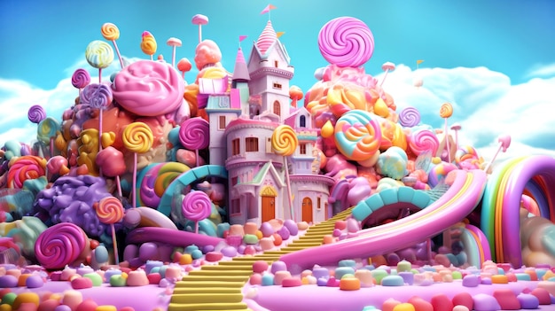 Candy coated fantastic city landscape