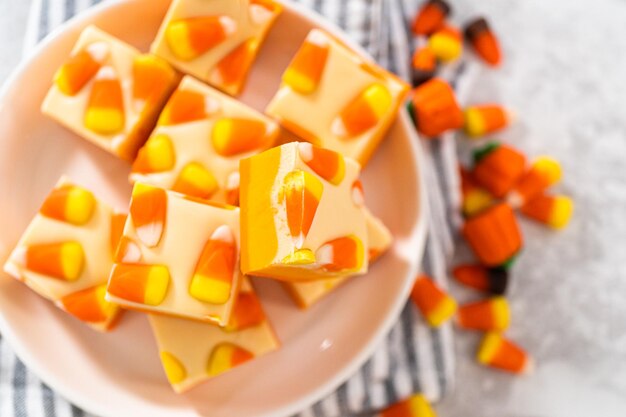 Candy corn fudge