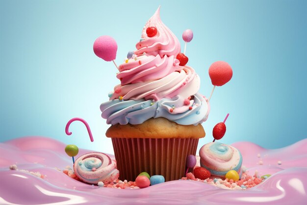 Candy dreamy dessert designcolorful cupcake and ice cream