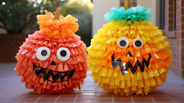 Photo candy filled pumpkin pinatas for a festive celebration