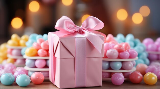 Premium AI Image | candy gift box on blur background