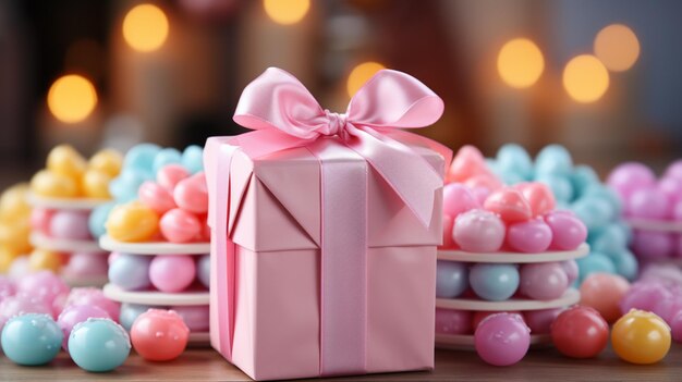 candy gift box on blur background