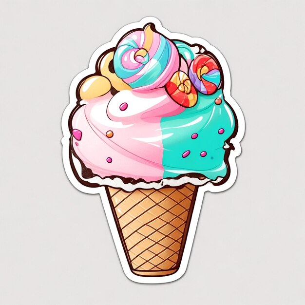 Candy Ice cream sticker generated Ai