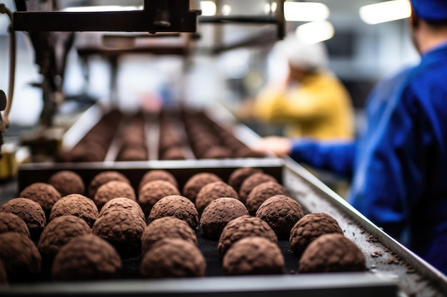 The candy manufacturing process close up