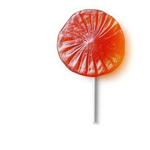 Photo a candy piece of fruit is on a stick.