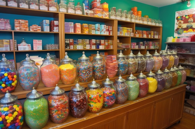 色とりどりのお菓子やお菓子が揃う、幅広い年齢層向けのキャンディ ショップ