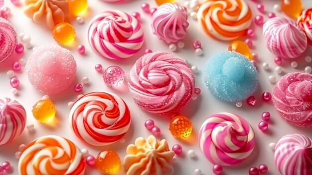 Фото Цветные обои с конфетами розовые конфеты на розовом фоне