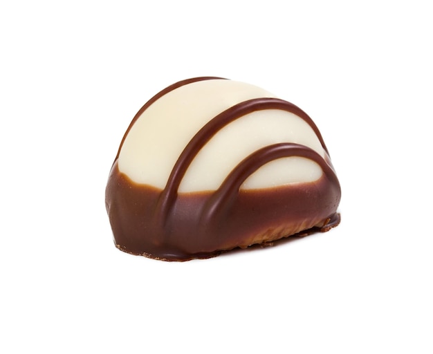 Candy of white chocolate with dark chocolate icing