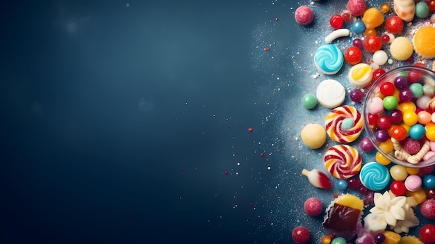 Candy Wonderland: вид сверху на разнообразные сладости с текстовым пространством