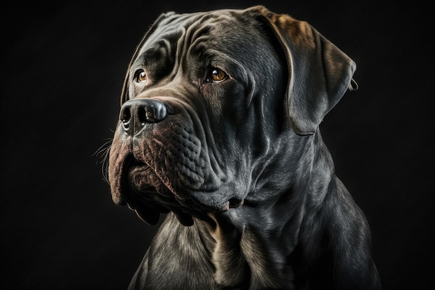 Photo cane corso dog on a black background