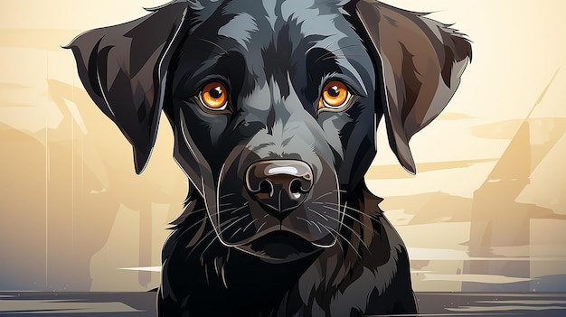 Иллюстрация черной собаки с коричневыми глазами