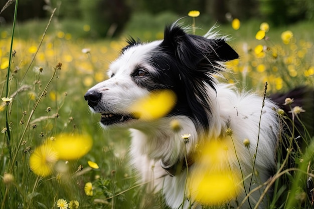 Canine in a meadow Generative AI