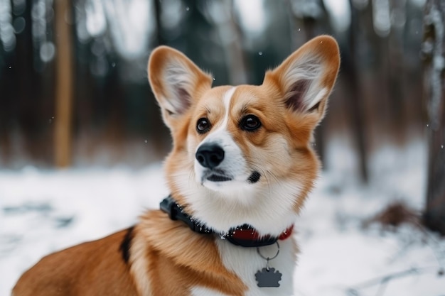 Canine in a winter park Generative AI