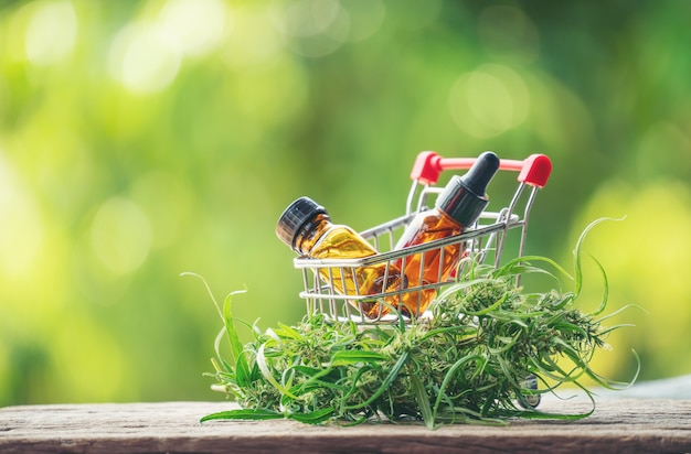 Cannabidiol (cbd) extract in a shopping cart