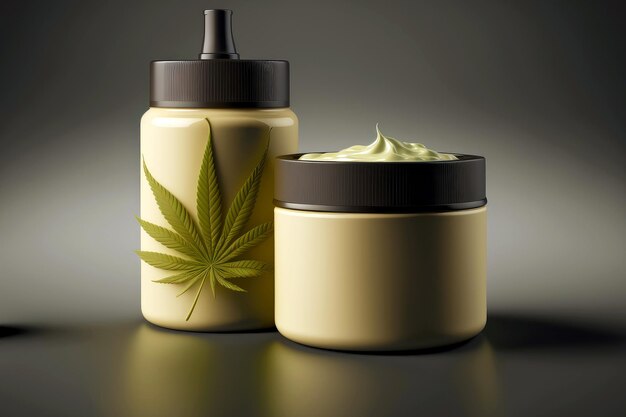 Foto essenza di olio di crema cosmetica alla cannabis in barattolo diverso