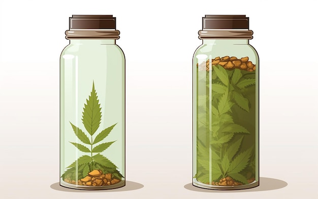 Cannabis Dried Weed Stored in Plastic Bottle Vector
