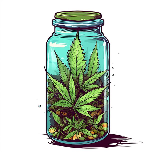 Cannabis Dried Weed Stored in Plastic Bottle Vector