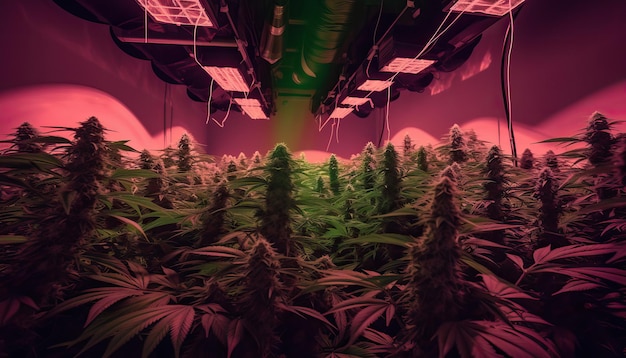 Cannabis farm indoor LED lighting marijuana grow