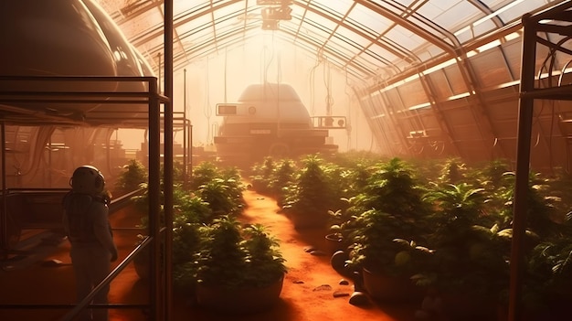 Cannabis farm on Mars organic weed Generative AI