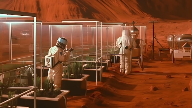 화성 유기 잡초에 있는 대마초 농장 Generative AI
