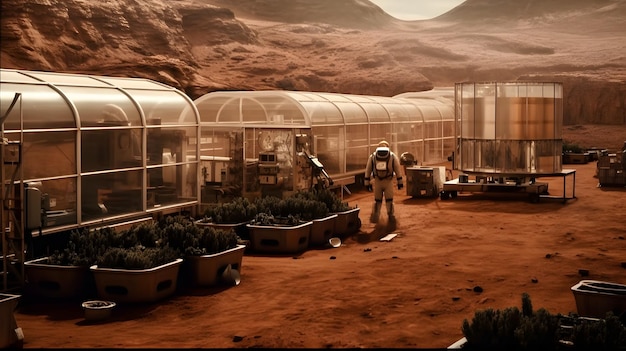 Cannabis farm on Mars organic weed Generative AI