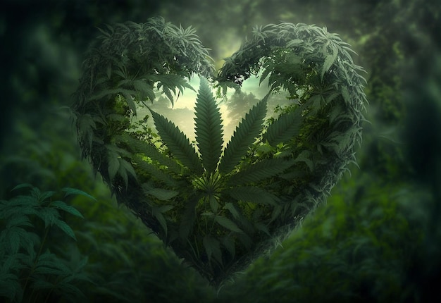 Cannabis heart is a beautiful nature plant Generative AI