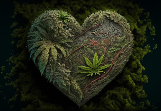 Cannabis heart is a beautiful nature plant Generative AI