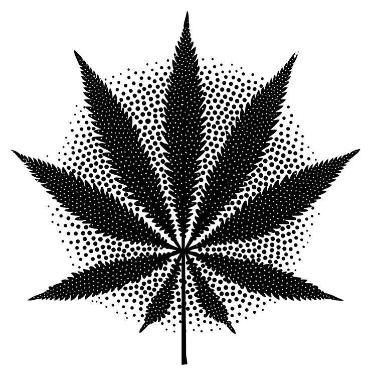 Foto cannabis in het silhouet van png-bladeren