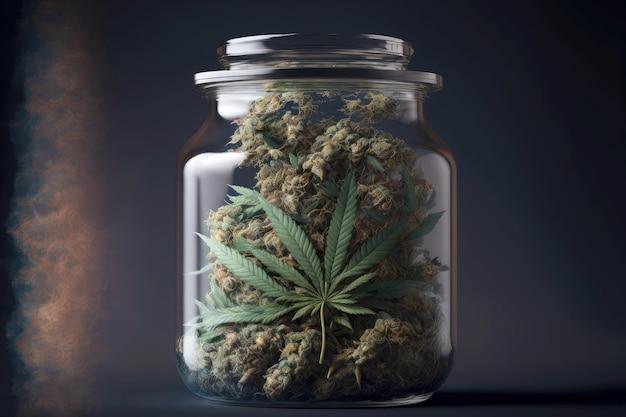 Cannabis in jar for medical and business usage