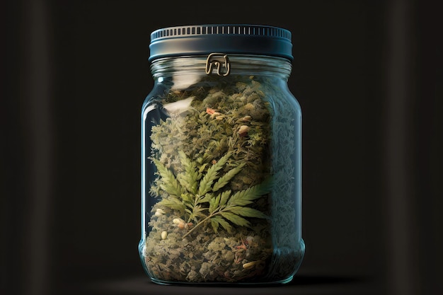 Photo cannabis in jar for medical and business usage