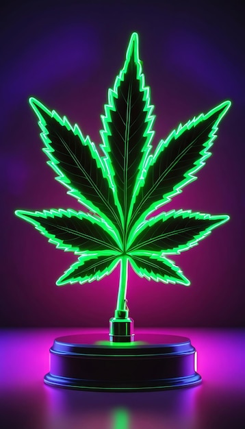 Cannabis Leaf By JudgeS Hammer Legalization Concept Neon 3D Render