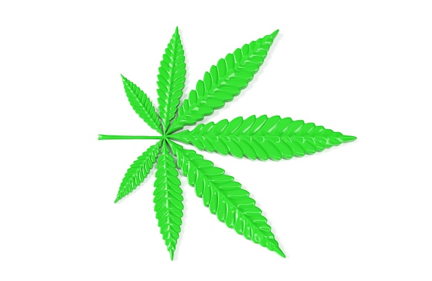 Cannabis Leaf Isolated on White Background. 3D Render