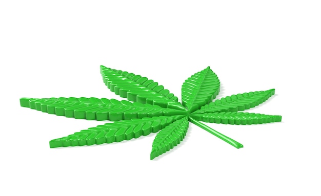 Foglia di cannabis isolata su sfondo bianco. rendering 3d