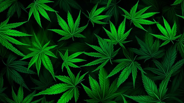 cannabis leaf pattern on black background