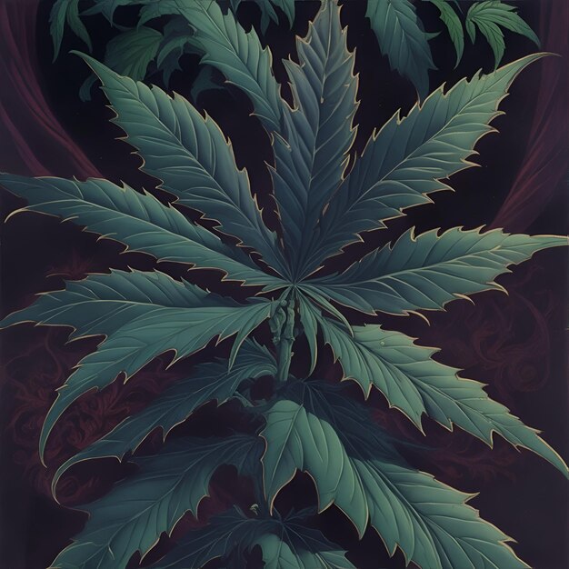 Cannabis medicinal plant Wall mural poster or picture for home Generative AI