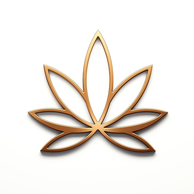 Foto pianta di cannabis in icona di stile minimalista in bronzo isolata su sfondo bianco 3d render illustrazione