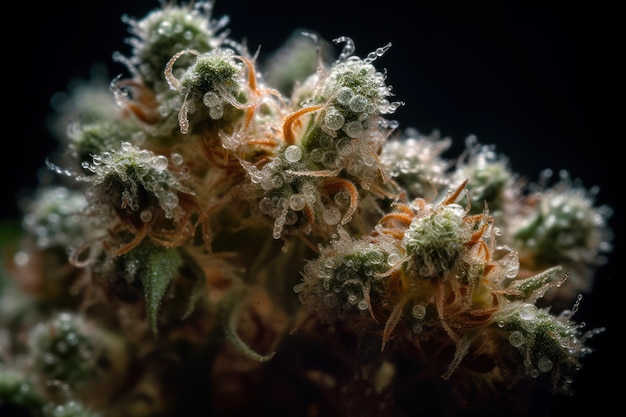 대마초 설탕 봉오리 투명 trichomes 매크로 생성 ai