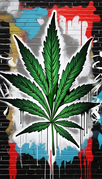 Cannabisblad graffiti Uhd behang