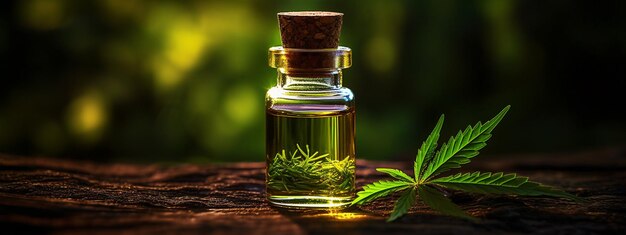 Cannabisolie-extract in een kleine fles selectieve focus Generatieve AI